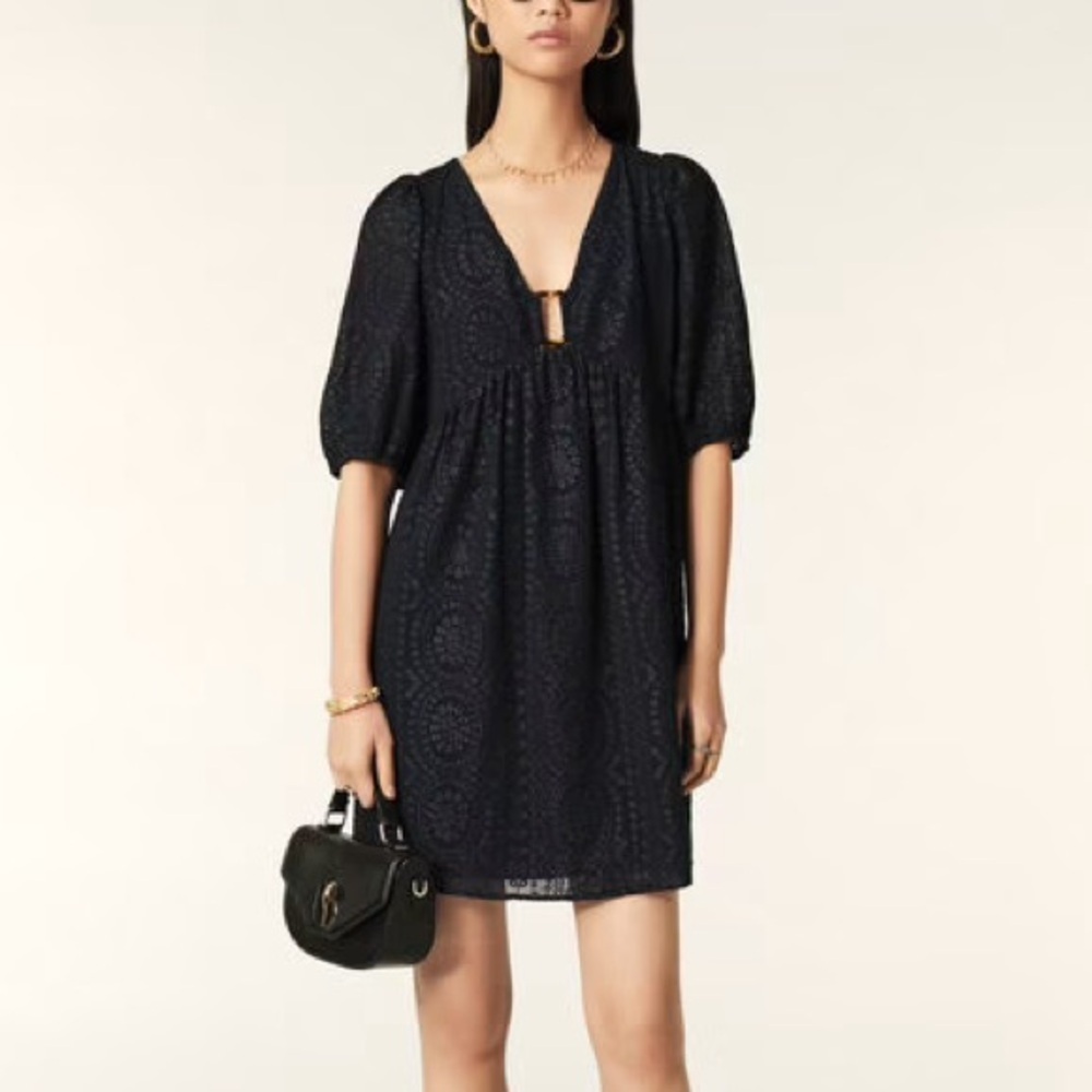 Ba&sh Dress Brancia Short Flared‎ Eyelet Mini Sz S
